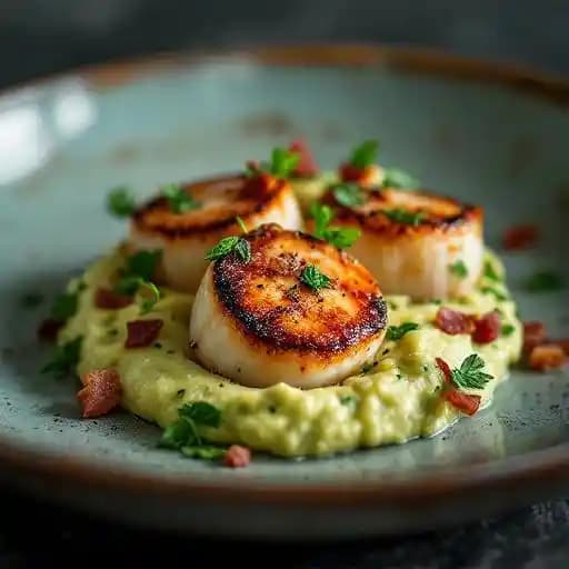 Pan Seared Scallops recipe served on a plate, by Truth and Beauty Pan Seared Scallops recipe served on a plate, by Truth and Beauty