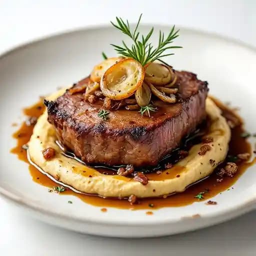 Crispy Short Rib Hummus recipe served on a plate, by Aba Austin Crispy Short Rib Hummus recipe served on a plate, by Aba Austin
