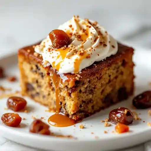 Sticky Date Cake recipe served on a plate, by Aba Austin Sticky Date Cake recipe served on a plate, by Aba Austin