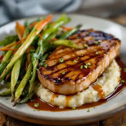 PORK CHOP recipe served on a plate, by The Twisted Fork PORK CHOP recipe served on a plate, by The Twisted Fork