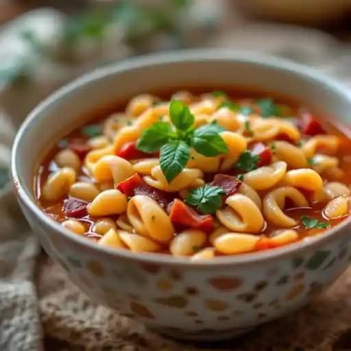 Pasta e Fagioli recipe served on a plate, by Frank & Dino's Pasta e Fagioli recipe served on a plate, by Frank & Dino's