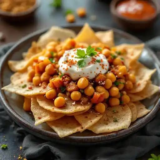 Chaat Papri recipe served on a plate, by Monsoon Indian Grill Chaat Papri recipe served on a plate, by Monsoon Indian Grill