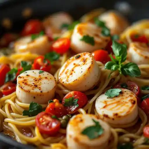 PAN-SEARED SEA SCALLOPS recipe served on a plate, by The Original Vinnie's Neighborhood Italian PAN-SEARED SEA SCALLOPS recipe served on a plate, by The Original Vinnie's Neighborhood Italian