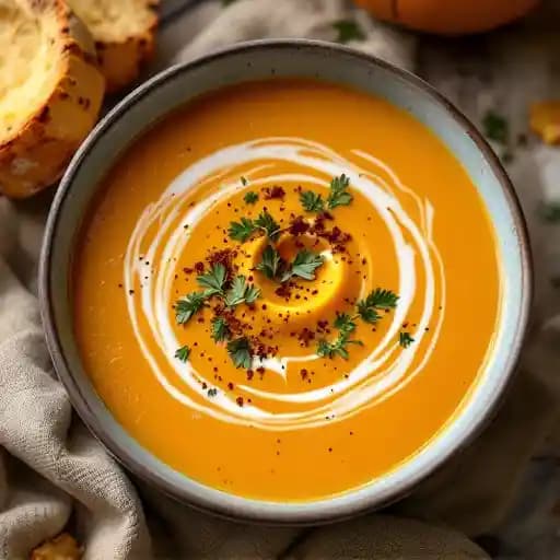 Butternut Squash Soup recipe served on a plate, by The Statehouse Butternut Squash Soup recipe served on a plate, by The Statehouse