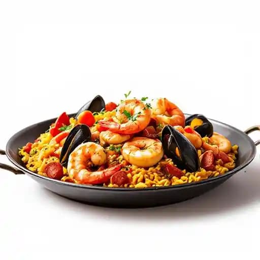 Red Stripe Paella recipe served on a plate, by Red Stripe Red Stripe Paella recipe served on a plate, by Red Stripe