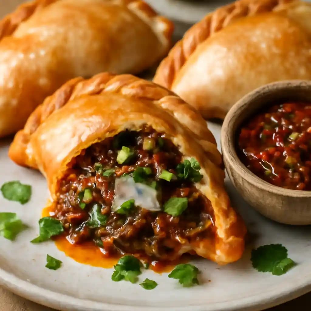 Empanadas de Birria recipe served on a plate, by Santo Cielo Empanadas de Birria recipe served on a plate, by Santo Cielo