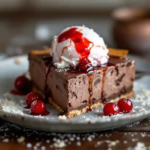 Chocolate Luxardo Cherry Cheesecake