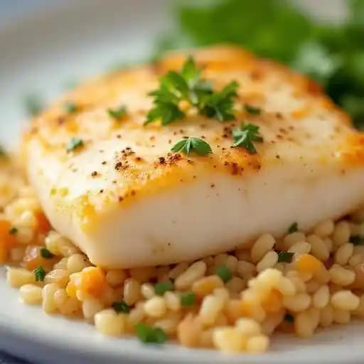 Hawaiian Crunch Halibut recipe served on a plate, by Sandpiper Hawaiian Crunch Halibut recipe served on a plate, by Sandpiper