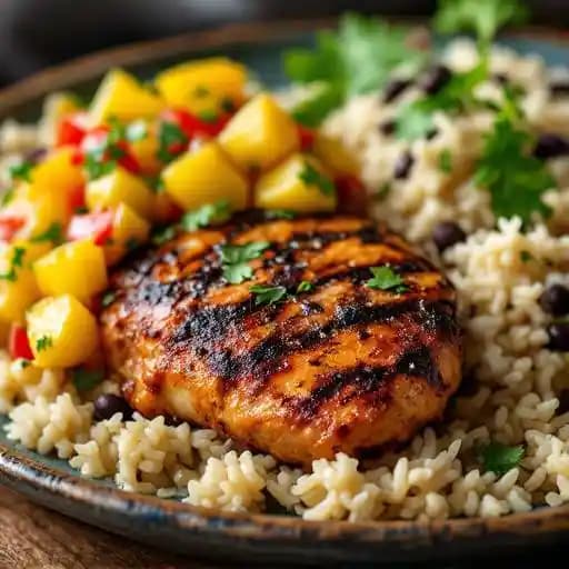 Jamaican Jerk Chicken recipe served on a plate, by The Observatory Jamaican Jerk Chicken recipe served on a plate, by The Observatory