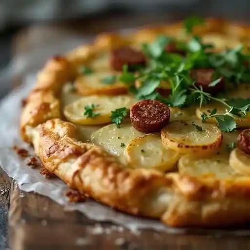 Potato Galette recipe served on a plate, by Gypsy Kitchen Potato Galette recipe served on a plate, by Gypsy Kitchen