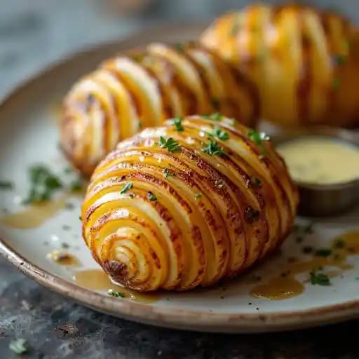 Crispy Hasselback recipe served on a plate, by RPM Italian Crispy Hasselback recipe served on a plate, by RPM Italian