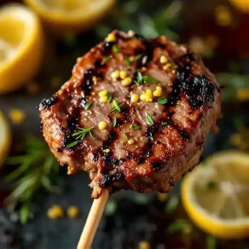 Grilled Lamb Chop Lollipops Rubbed with Garlic, Rosemary and Lemon Zest recipe served on a plate, by Rainbow Lodge Grilled Lamb Chop Lollipops Rubbed with Garlic, Rosemary and Lemon Zest recipe served on a plate, by Rainbow Lodge