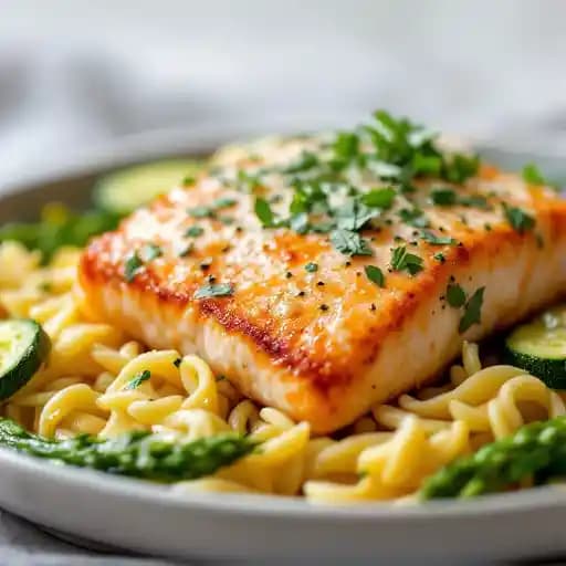 Crispy Skin Salmon recipe served on a plate, by Piccolina Toscana Crispy Skin Salmon recipe served on a plate, by Piccolina Toscana