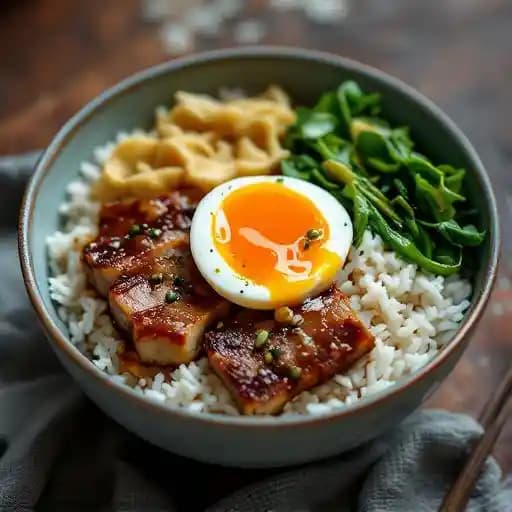 SWEET PORK BOWL recipe served on a plate, by Diane's Place SWEET PORK BOWL recipe served on a plate, by Diane's Place