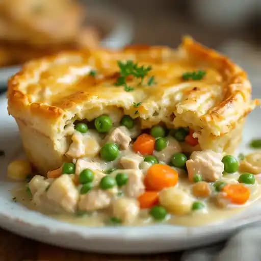Mama's Chicken Pot Pie recipe served on a plate, by Borealis Mama's Chicken Pot Pie recipe served on a plate, by Borealis