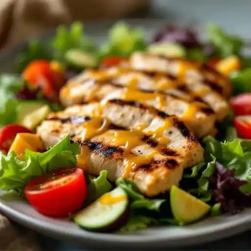 Grilled Chicken Salad recipe served on a plate, by City Silo Table + Pantry Grilled Chicken Salad recipe served on a plate, by City Silo Table + Pantry