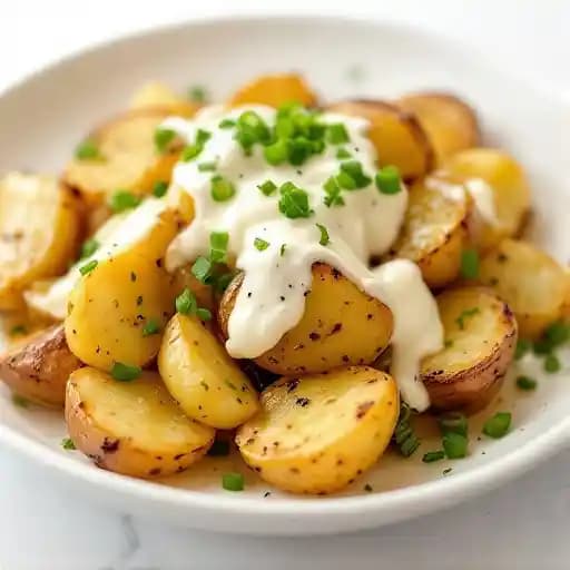 Papas Con Queso recipe served on a plate, by Renee's Tucson Papas Con Queso recipe served on a plate, by Renee's Tucson