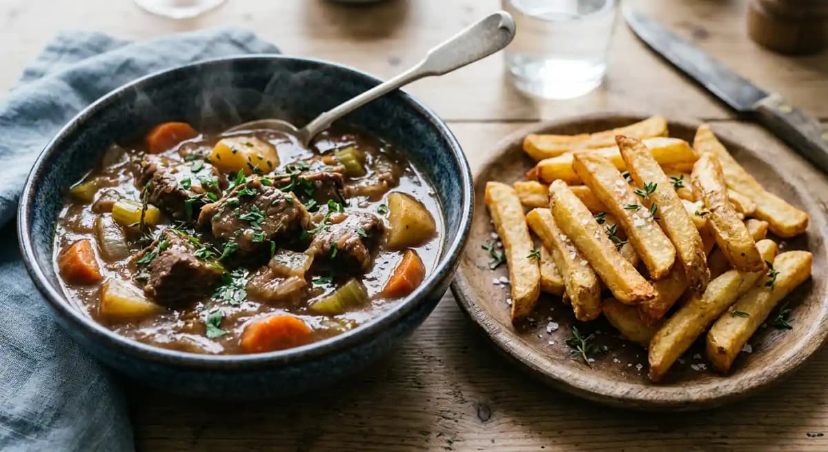 Beef Stew with French Fries