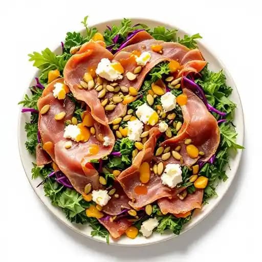 Kale Salad recipe served on a plate, by The Hidden House Kale Salad recipe served on a plate, by The Hidden House