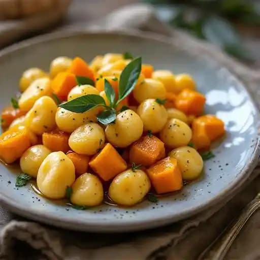 Gnocchi with Roasted Butternut Squash recipe served on a plate, by Cooper's Hawk Winery & Restaurant- Chandler Gnocchi with Roasted Butternut Squash recipe served on a plate, by Cooper's Hawk Winery & Restaurant- Chandler