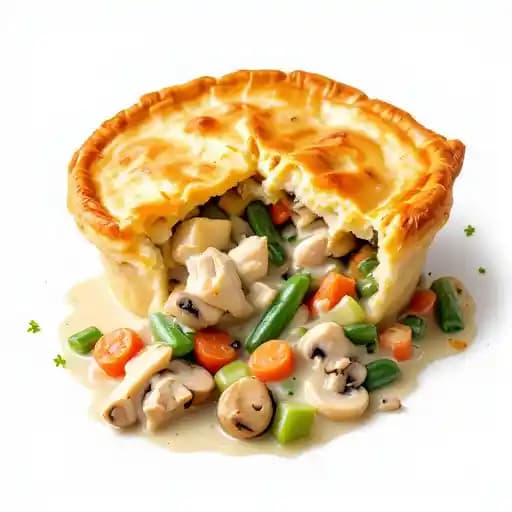 Chicken Pot Pie recipe served on a plate, by Capers Restaurant Chicken Pot Pie recipe served on a plate, by Capers Restaurant