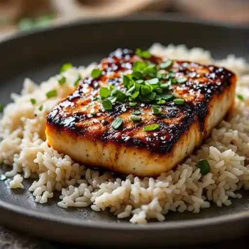 Miso Glazed Black Cod recipe served on a plate, by Oak & Reel Miso Glazed Black Cod recipe served on a plate, by Oak & Reel