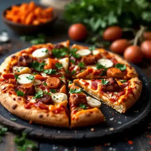 K-BBQ PIZZA recipe served on a plate, by Wood Stone Craft Pizza K-BBQ PIZZA recipe served on a plate, by Wood Stone Craft Pizza