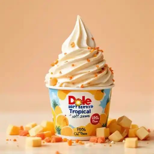 DOLE SOFT SERVE® recipe served on a plate, by Hawaiian Bros Island Grill DOLE SOFT SERVE® recipe served on a plate, by Hawaiian Bros Island Grill