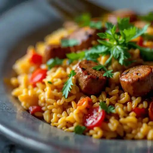 Paella recipe served on a plate, by Rojo Paella recipe served on a plate, by Rojo