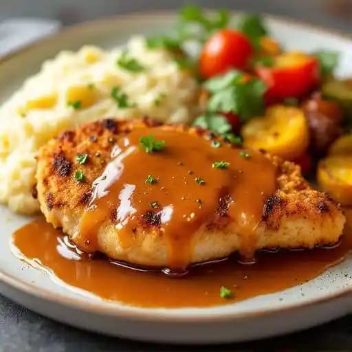 Pan-Roasted Maple Dijon Chicken recipe served on a plate, by Jackdaw Restaurant Pan-Roasted Maple Dijon Chicken recipe served on a plate, by Jackdaw Restaurant