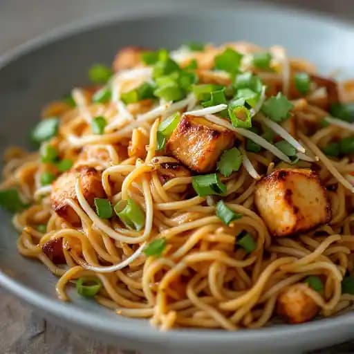 MEE GROP TOFU recipe served on a plate, by Rice Box Kitchen MEE GROP TOFU recipe served on a plate, by Rice Box Kitchen