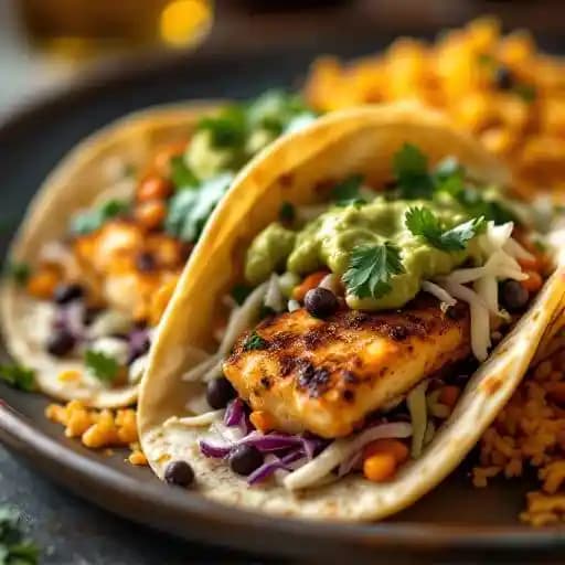 BLACKENED FISH TACOS recipe served on a plate, by Longfellow Grill BLACKENED FISH TACOS recipe served on a plate, by Longfellow Grill