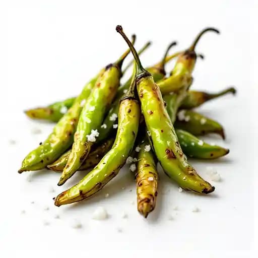pimientos de padrón recipe served on a plate, by olea pimientos de padrón recipe served on a plate, by olea