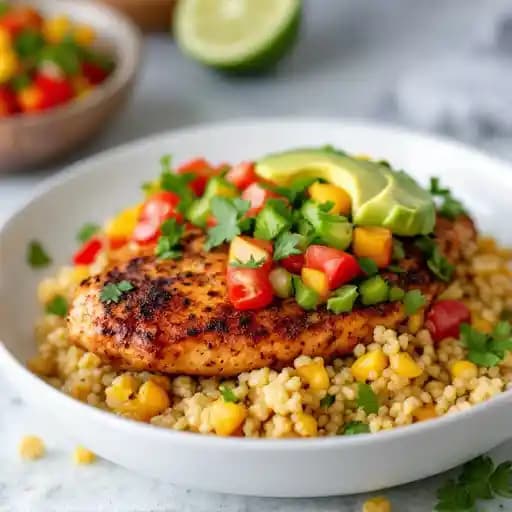 Chipotle Mango Chicken recipe served on a plate, by Moxies Boston Seaport Restaurant Chipotle Mango Chicken recipe served on a plate, by Moxies Boston Seaport Restaurant
