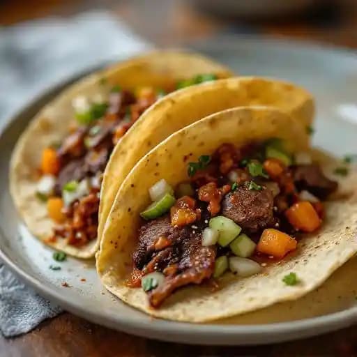 Korean Street Tacos recipe served on a plate, by The Charles Korean Street Tacos recipe served on a plate, by The Charles