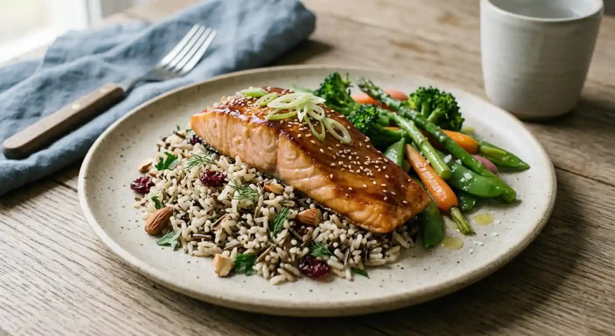Miso Glazed Salmon recipe served on a plate, by Chop Steakhouse & Bar Miso Glazed Salmon recipe served on a plate, by Chop Steakhouse & Bar