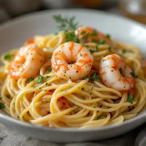 Capellini with Lemon Garlic Sauce recipe served on a plate, by Allettante restaurant Capellini with Lemon Garlic Sauce recipe served on a plate, by Allettante restaurant