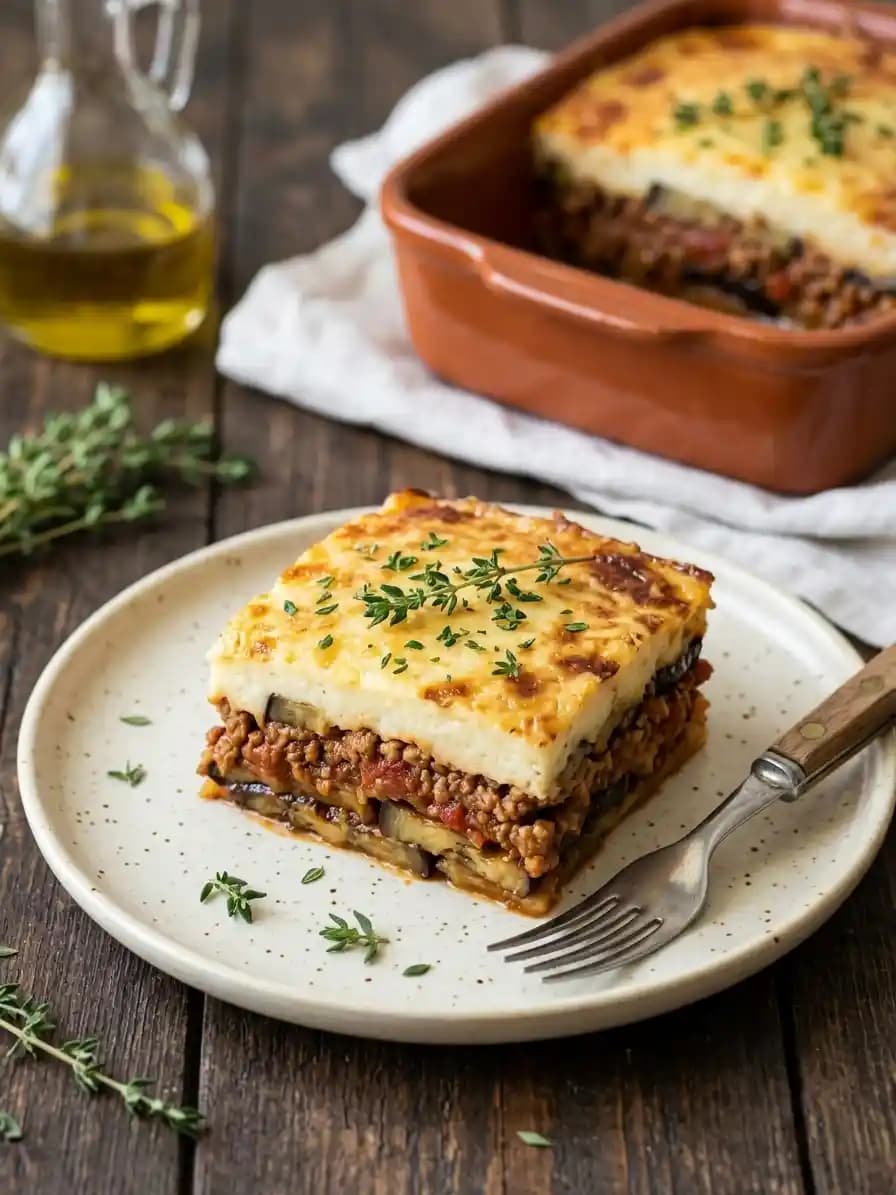 Moussaka recipe served on a plate, by Fenix Restaurant and Bar, Manchester Moussaka recipe served on a plate, by Fenix Restaurant and Bar, Manchester