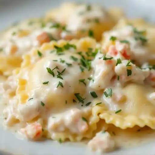 Crab Ravioli recipe served on a plate, by La Casa Pasta Restaurant Crab Ravioli recipe served on a plate, by La Casa Pasta Restaurant