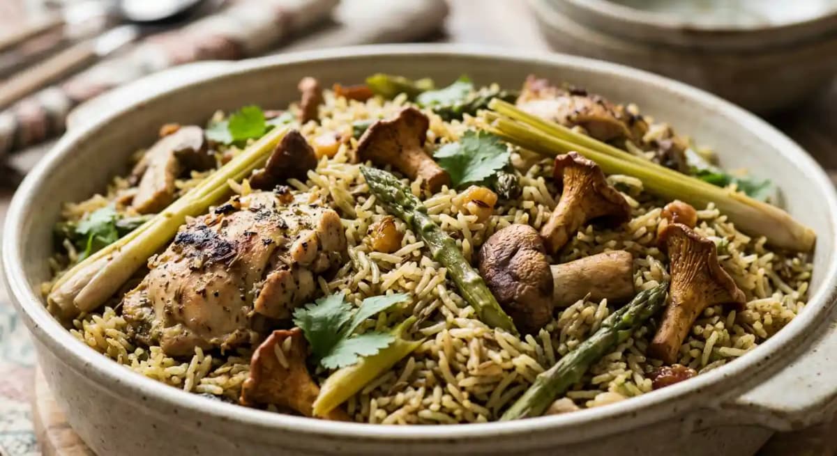 WILD CHICKEN BIRYANI recipe served on a plate, by Bombay Delight - Wimbledon WILD CHICKEN BIRYANI recipe served on a plate, by Bombay Delight - Wimbledon