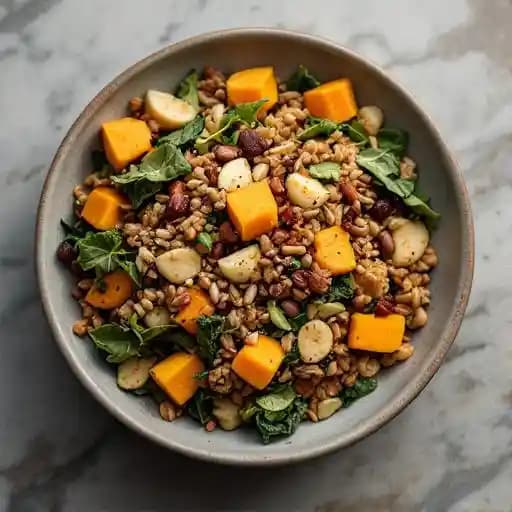 Fall Harvest Salad recipe served on a plate, by Naked Farmer Fall Harvest Salad recipe served on a plate, by Naked Farmer