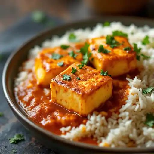 Paneer Tikka Masala recipe served on a plate, by Campbell Pizza Paneer Tikka Masala recipe served on a plate, by Campbell Pizza