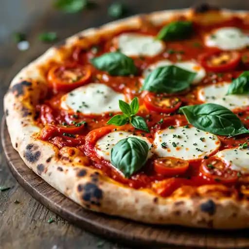 MARGHERITA PIZZA recipe served on a plate, by TRenD Bar & Kitchen MARGHERITA PIZZA recipe served on a plate, by TRenD Bar & Kitchen