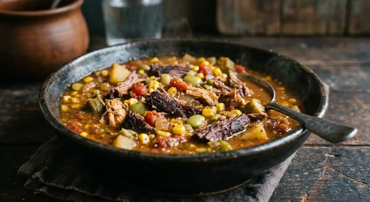 BRUNSWICK STEW recipe served on a plate, by Brickyard Pub & BBQ BRUNSWICK STEW recipe served on a plate, by Brickyard Pub & BBQ