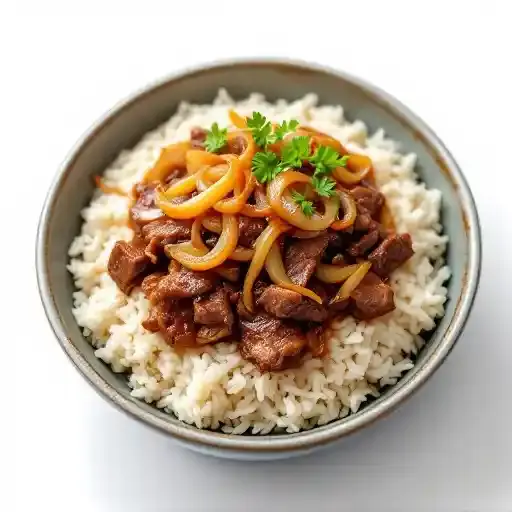 Gyu Don recipe served on a plate, by Tenkatori Hilo Gyu Don recipe served on a plate, by Tenkatori Hilo