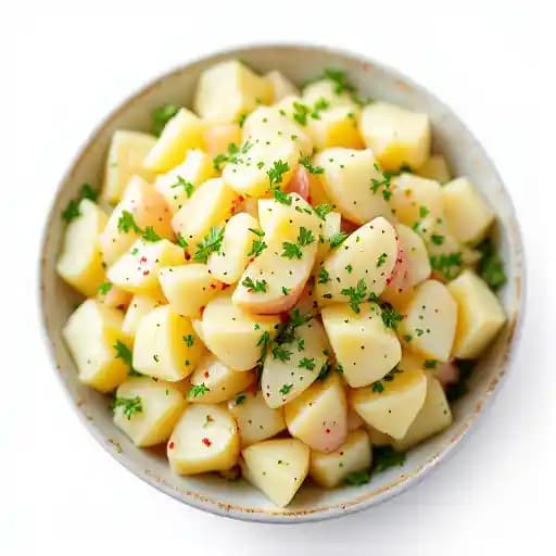 Potato Salad recipe served on a plate, by Hayden Block Smoke & Whiskey Potato Salad recipe served on a plate, by Hayden Block Smoke & Whiskey