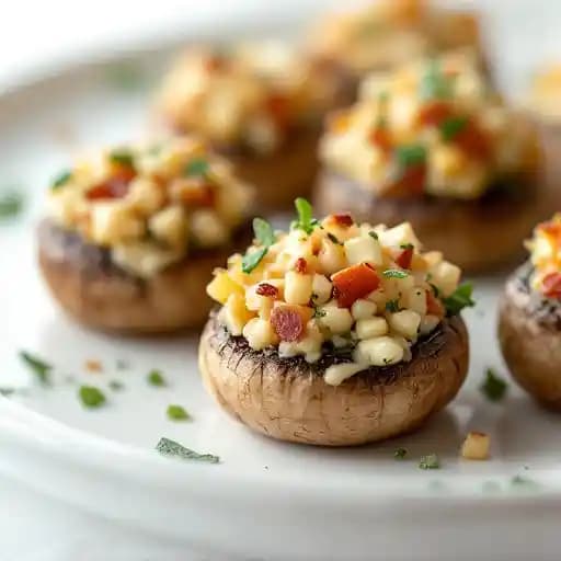 Stuffed Mushrooms NEW* recipe served on a plate, by Club Soda Stuffed Mushrooms NEW* recipe served on a plate, by Club Soda