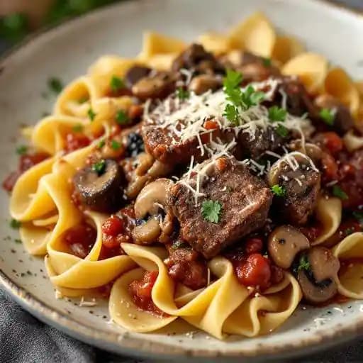 Beef Short Rib Ragu recipe served on a plate, by Club Soda Beef Short Rib Ragu recipe served on a plate, by Club Soda