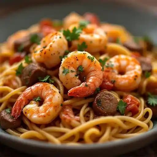 Creole Shrimp Pasta recipe served on a plate, by Bistro Nota Creole Shrimp Pasta recipe served on a plate, by Bistro Nota