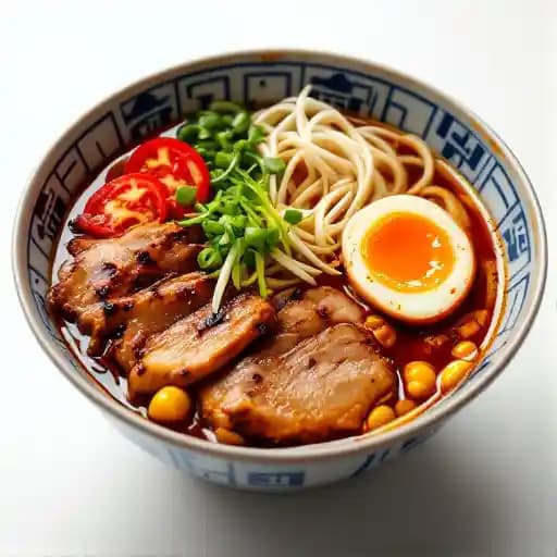 Spicy Miso Ramen recipe served on a plate, by 2nd Language Ramen Spicy Miso Ramen recipe served on a plate, by 2nd Language Ramen